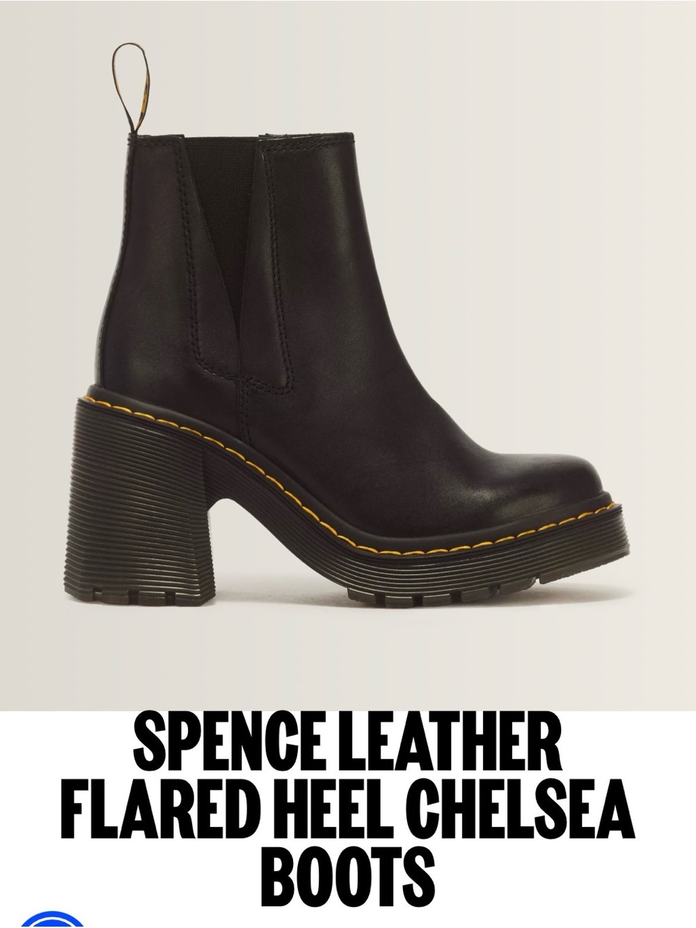 Dr. Martens Spence Leather Flared Heel Chelsea Boots Womens Size 11 Black Chunky